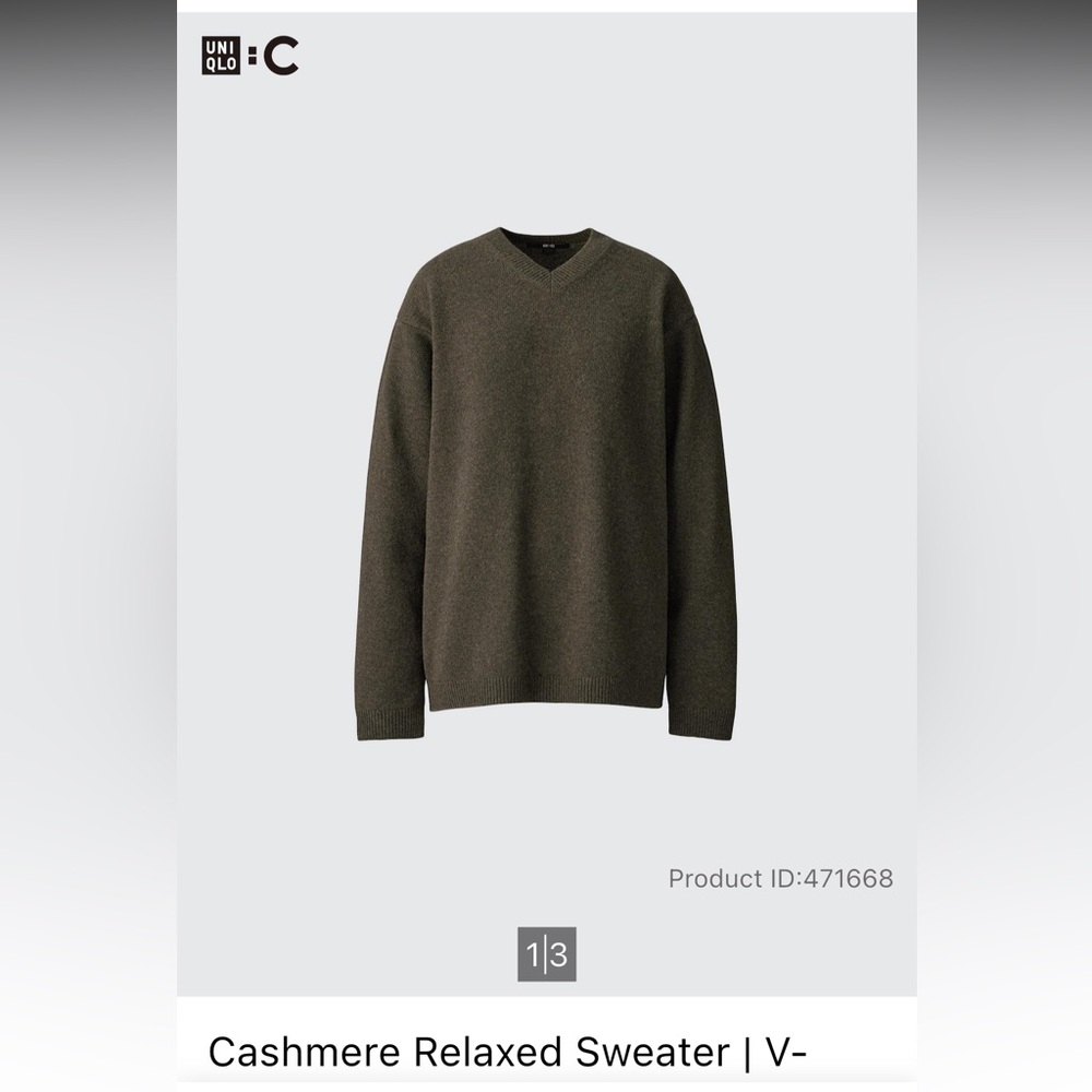 Uniqlo C Green 100% Cashmere Sweater